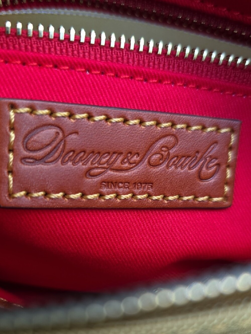 Dooney & Bourke Light Gold Nylon Crossbody with Brown Leather Trim - Picture 4 of 8